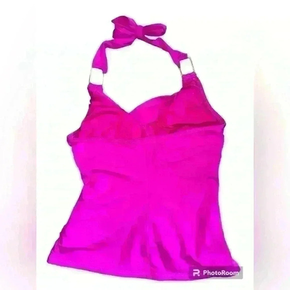 Like New SPANX Whittle Waistline Draped Tankini Swim Top Lycra US 8 Berry Pink - Picture 3 of 4